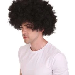 HPO Men Disco Afro Wig | Jumbo Cosplay Halloween Wig | Premium Breathable Capless Cap