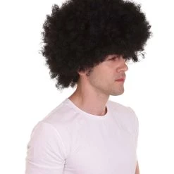 HPO Men Disco Afro Wig | Jumbo Cosplay Halloween Wig | Premium Breathable Capless Cap
