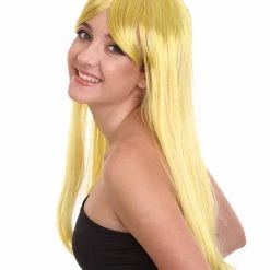 HPO Yellow Cosplay Long Straight Womens Wig | Sexy Cosplay Party Halloween Wig | Premium Breathable Capless Cap