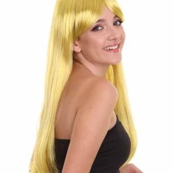 HPO Yellow Cosplay Long Straight Womens Wig | Sexy Cosplay Party Halloween Wig | Premium Breathable Capless Cap