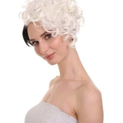 HPO Womens Wig TV/Movie Short Black & White Fancy Cosplay Halloween Wig | Premium Breathable Capless Cap