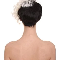 HPO Womens Wig TV/Movie Short Black & White Fancy Cosplay Halloween Wig | Premium Breathable Capless Cap