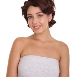 HPO Women's Shoulder Length Side Part Brown Straight The Duchess Cosplay Wig | Premium Breathable Capless Cap