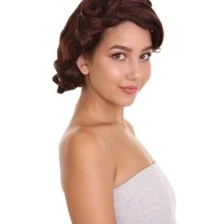 HPO Women's Shoulder Length Side Part Brown Straight The Duchess Cosplay Wig | Premium Breathable Capless Cap