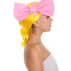 HPO Women's Animation Style Wig With Bow | Yellow Wigs | Premium Breathable Capless Cap