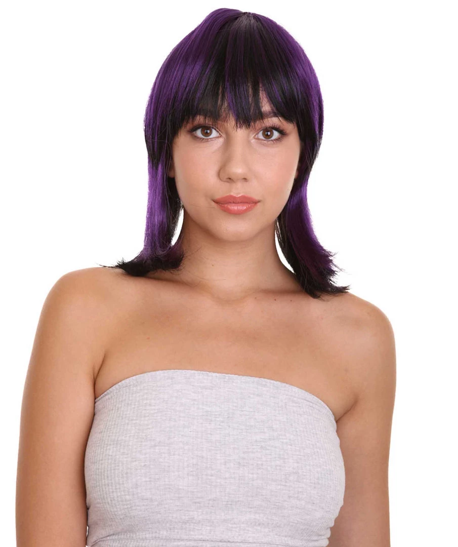 HPO SALE Ghost Of The Shell | Black & Purple Cosplay Wig | Premium Breathable Capless Cap