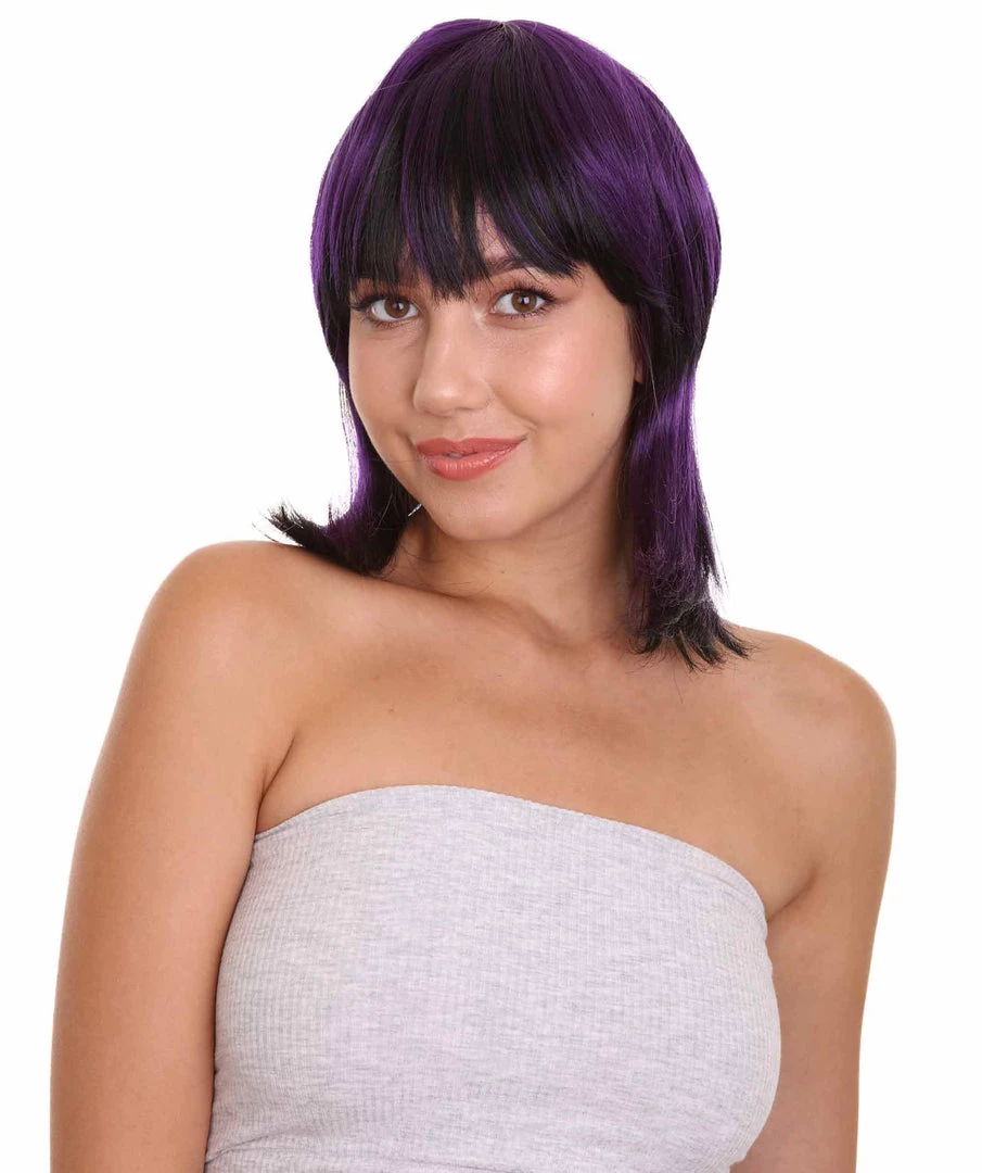 HPO SALE Ghost Of The Shell | Black & Purple Cosplay Wig | Premium Breathable Capless Cap