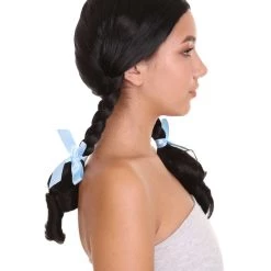 HPO Men's Womens Ponytail Wig | Black Braided Ponytail Wig | Premium Breathable Capless Cap