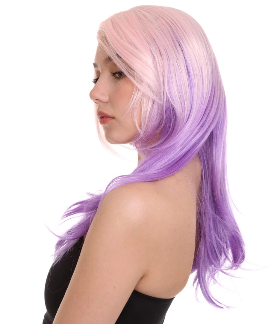 HPO Men's Two Tone Color Womens Wig | Little Pony Halloween Wig | Premium Breathable Capless Cap