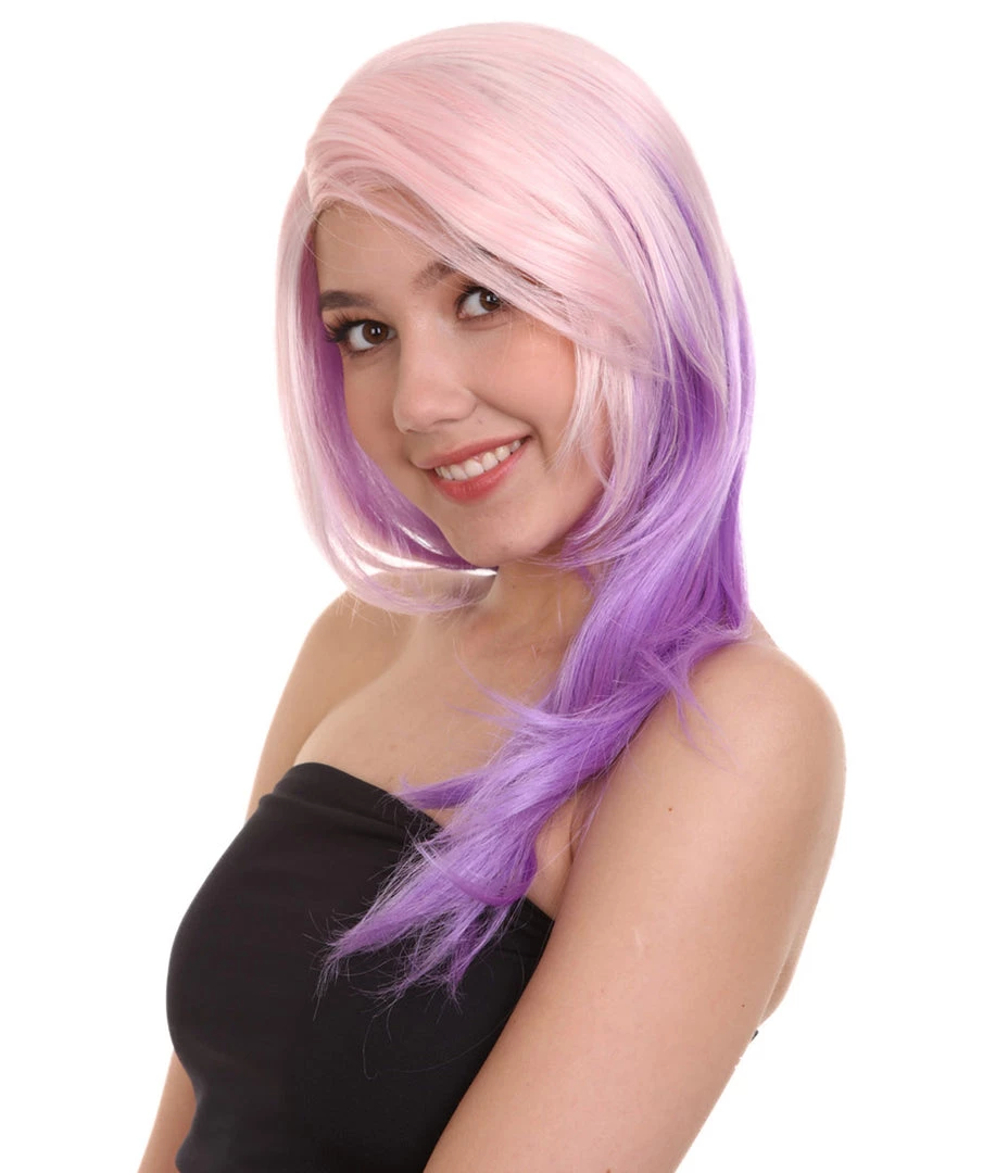 HPO Men's Two Tone Color Womens Wig | Little Pony Halloween Wig | Premium Breathable Capless Cap