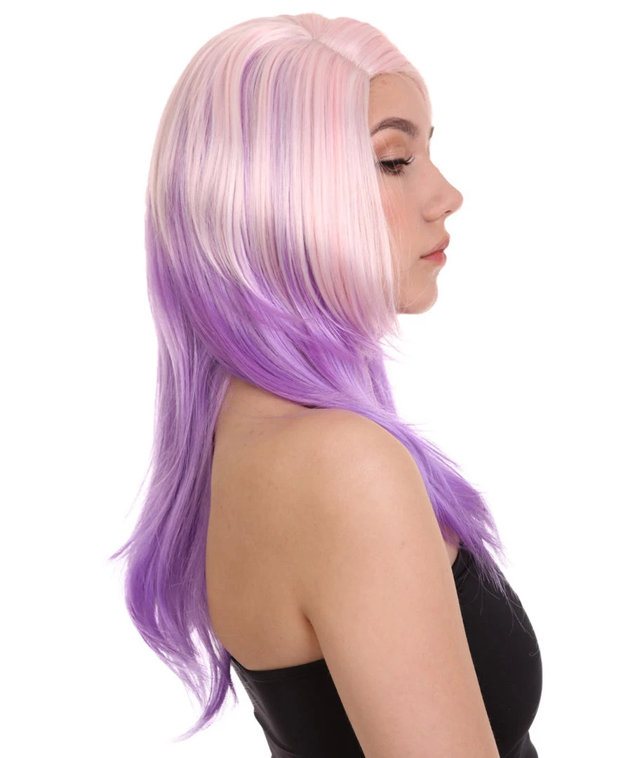 HPO Men's Two Tone Color Womens Wig | Little Pony Halloween Wig | Premium Breathable Capless Cap