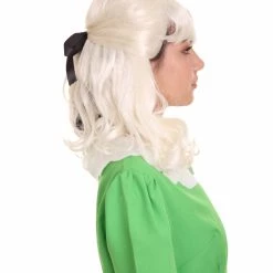HPO Women's Shoulder Length Contrasting Two Tone Cruel And Evil Wig - Pure White And Jet Black Hair - Capless Cap Design