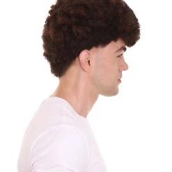 HPO Football | Men's Football Curly Brown Wig With Headband