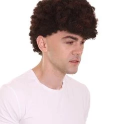 HPO Football | Men's Football Curly Brown Wig With Headband