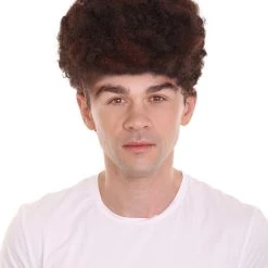 HPO Football | Men's Football Curly Brown Wig With Headband