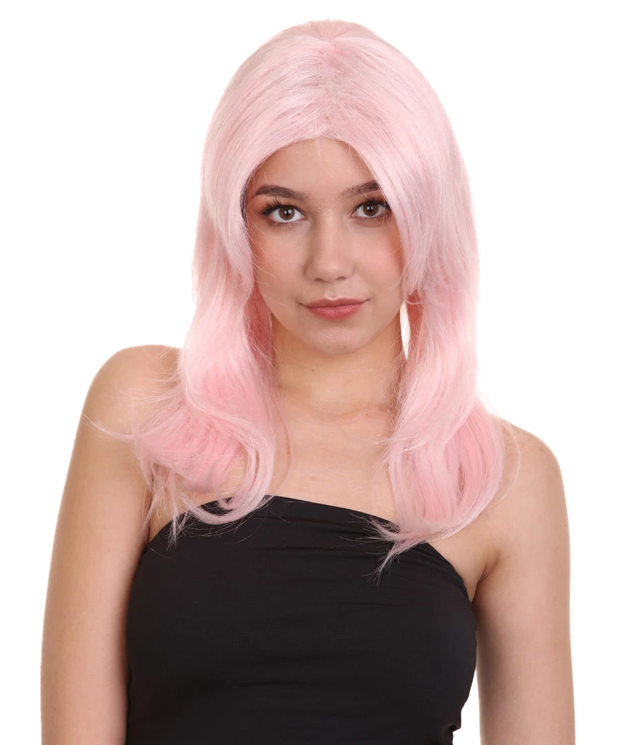 HPO Pastel Pink Jem Womens Wig | Party Ready Fancy Cosplay Halloween Wig | Premium Breathable Capless Cap