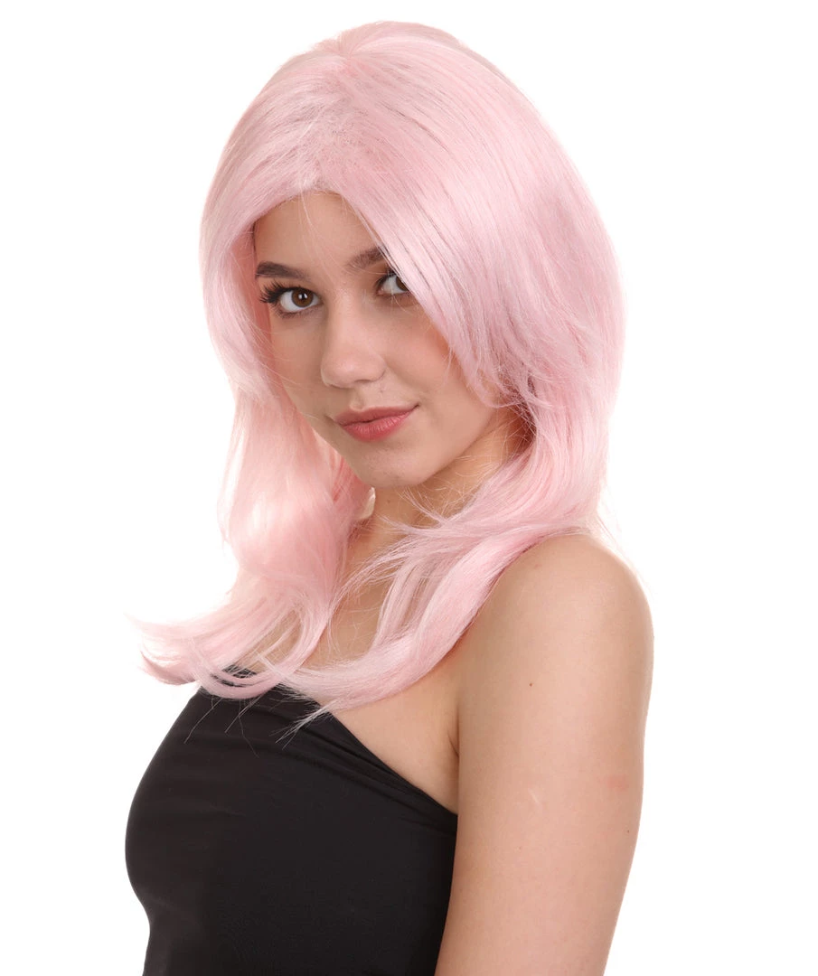 HPO Pastel Pink Jem Womens Wig | Party Ready Fancy Cosplay Halloween Wig | Premium Breathable Capless Cap