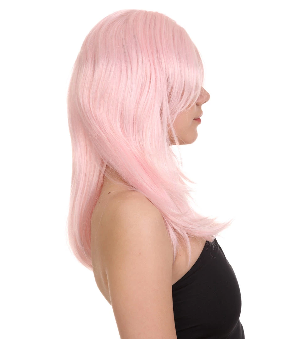 HPO Pastel Pink Jem Womens Wig | Party Ready Fancy Cosplay Halloween Wig | Premium Breathable Capless Cap