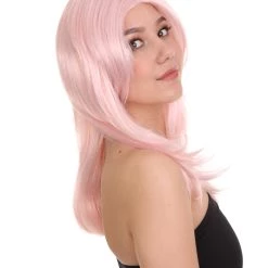 HPO Pastel Pink Jem Womens Wig | Party Ready Fancy Cosplay Halloween Wig | Premium Breathable Capless Cap