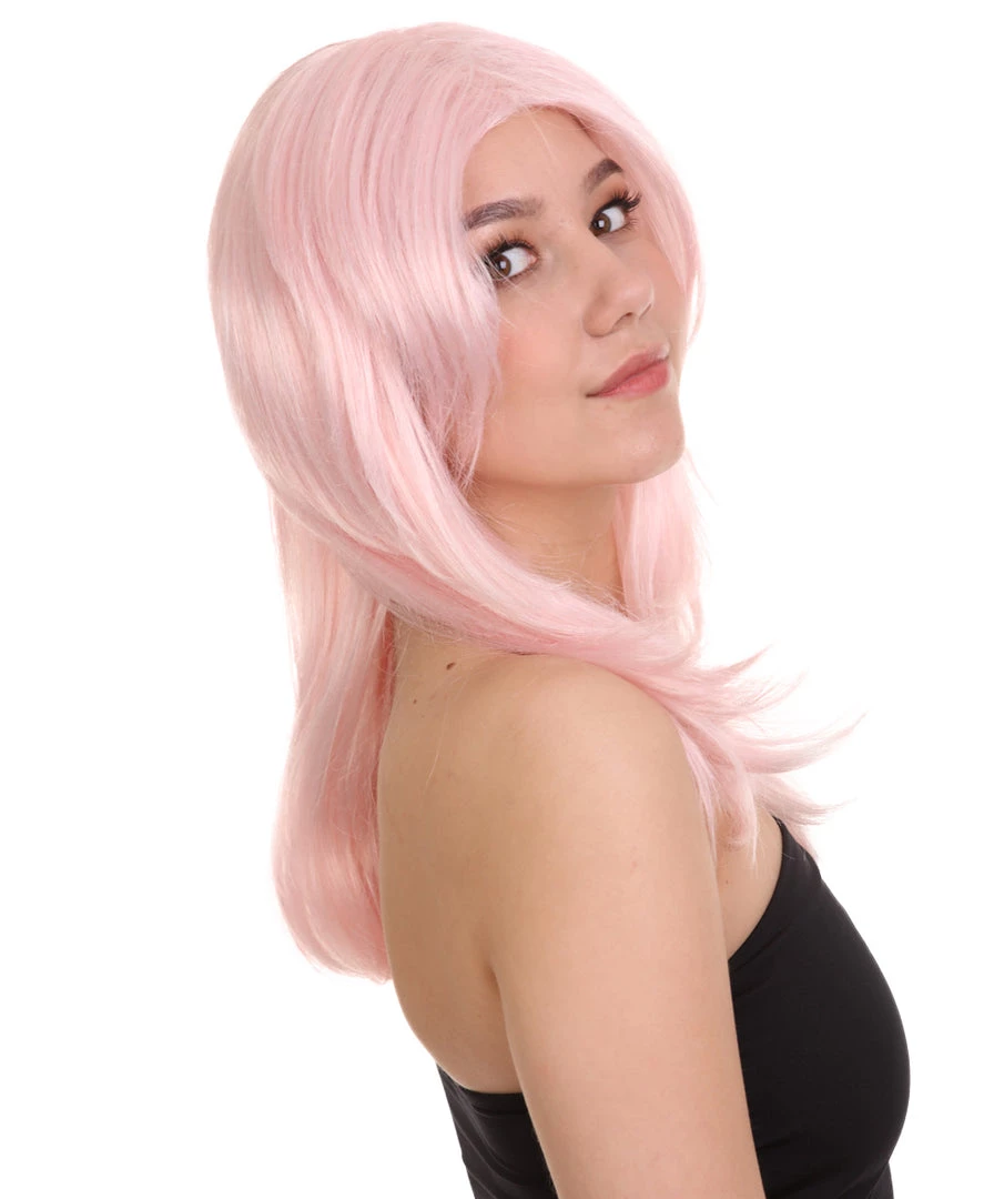 HPO Pastel Pink Jem Womens Wig | Party Ready Fancy Cosplay Halloween Wig | Premium Breathable Capless Cap