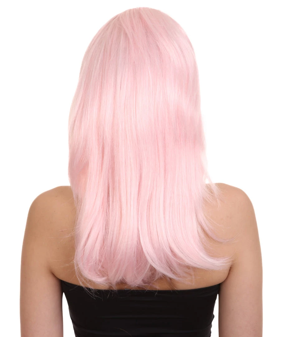 HPO Pastel Pink Jem Womens Wig | Party Ready Fancy Cosplay Halloween Wig | Premium Breathable Capless Cap
