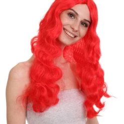 HPO Men's Womens Sea Princess | Red Long TV/Movie Wig | Premium Breathable Capless Cap