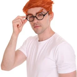 HPO Men Short Funny Wig With Eye Glass | Premium Breathable Capless Cap Men's