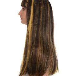 HPO Monster Womens Wig | Black Gold Long Cosplay Halloween Wig | Premium Breathable Capless Cap