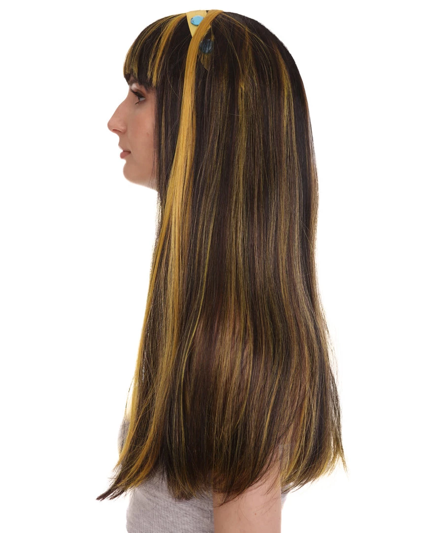 HPO Monster Womens Wig | Black Gold Long Cosplay Halloween Wig | Premium Breathable Capless Cap