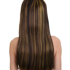 HPO Monster Womens Wig | Black Gold Long Cosplay Halloween Wig | Premium Breathable Capless Cap