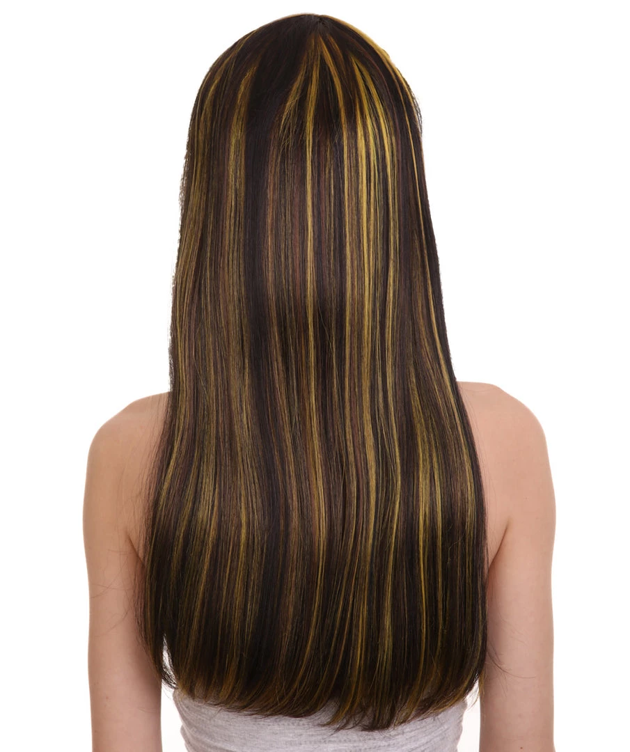 HPO Monster Womens Wig | Black Gold Long Cosplay Halloween Wig | Premium Breathable Capless Cap