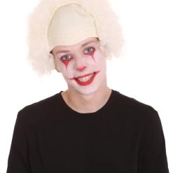 HPO Men's Half Bald Head Curly Men Wig, Black