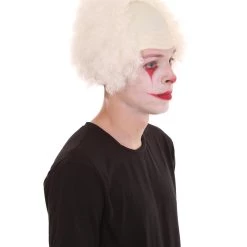 HPO Men's Half Bald Head Curly Men Wig, Black