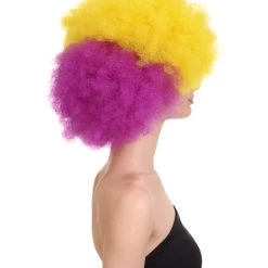 HPO Adult Women's Carnival Mardi Gras Tri-Color Wig | Jumbo Afro Cosplay Halloween Wig | Premium Breathable Capless Cap