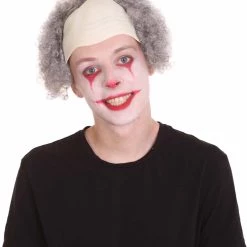 HPO Men's Half Bald Head Curly Men Wig, Black