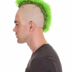 HPO Curly Mohawk Wig | Green Halloween Wig With Cap Kids