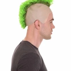HPO Curly Mohawk Wig | Green Halloween Wig With Cap Kids