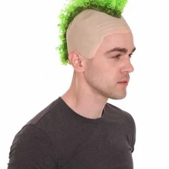 HPO Curly Mohawk Wig | Green Halloween Wig With Cap Kids