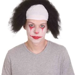 HPO Half Bald Head Men Curly Wig