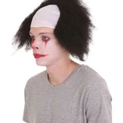 HPO Half Bald Head Men Curly Wig