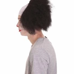 HPO Half Bald Head Men Curly Wig