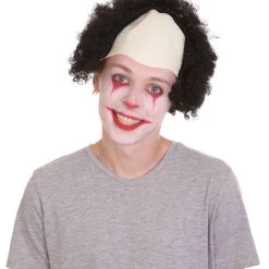 HPO Men's Half Bald Head Curly Men Wig, Black