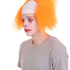 HPO Half Bald Head Men Curly Wig