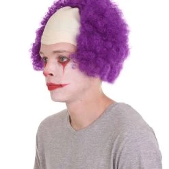 HPO Men's Half Bald Head Curly Men Wig, Black