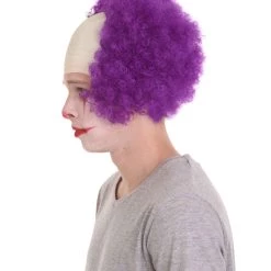 HPO Men's Half Bald Head Curly Men Wig, Black