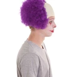 HPO Men's Half Bald Head Curly Men Wig, Black