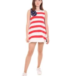 FLAGWIGS Adult Women's 4th Of July Independence Day Flag Troll Dress Costume | Patriotic Cosplay Costume