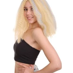 HPO Women's Shoulder Length Curly Wig Multi Colored | Premium Breathable Capless Cap