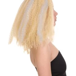 HPO Women's Shoulder Length Curly Wig Multi Colored | Premium Breathable Capless Cap