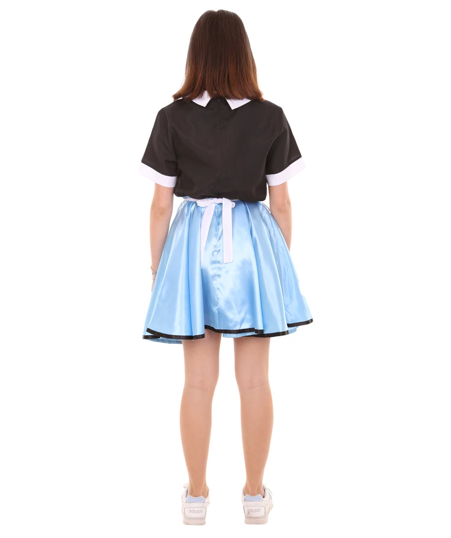 HPO Adult Women's 50's Car Hop Girl Waitress Costume | Black And Blue Cosplay Costume